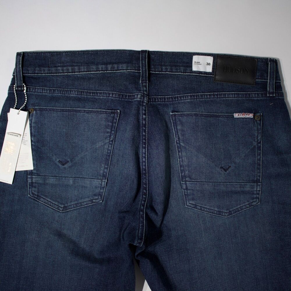 NWT $198 Hudson Blake Slim Straight Jeans Dark Wash Stretch Men Size 38x34 (J1) - Picture 12 of 15